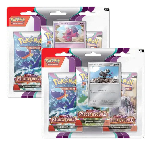 Pokemon TCG Scarlet & Violet Paldea Evolved 3 Pack Blister Pack Varoom/Tiktatink