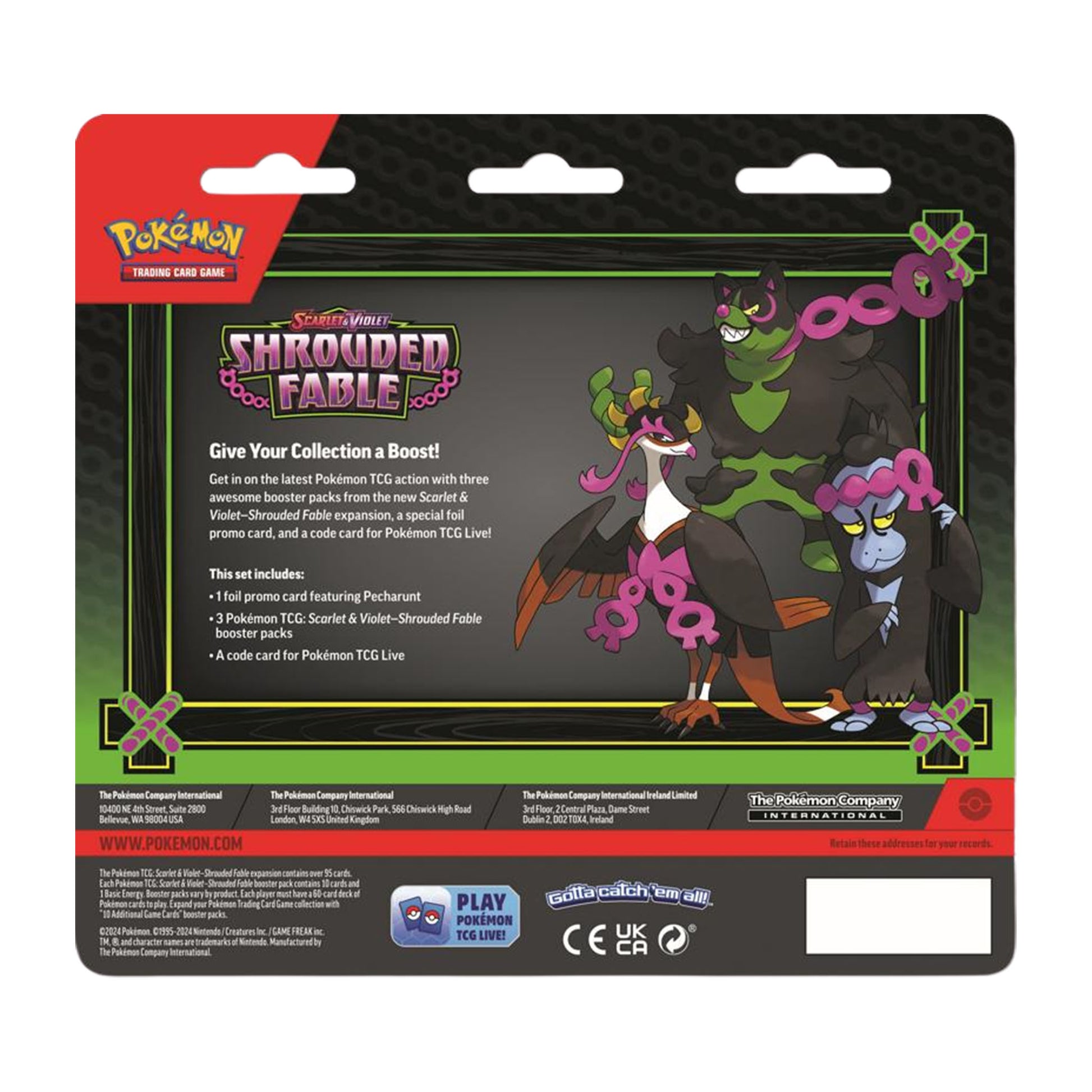 Pokemon TCG Scarlet & Violet Shrouded Fable 3-Pack Blister Pecharunt ENDGAMELDN Pokemon TCG Scarlet & Violet Shrouded Fable 3-Pack Blister Pecharunt ENDGAMELDN