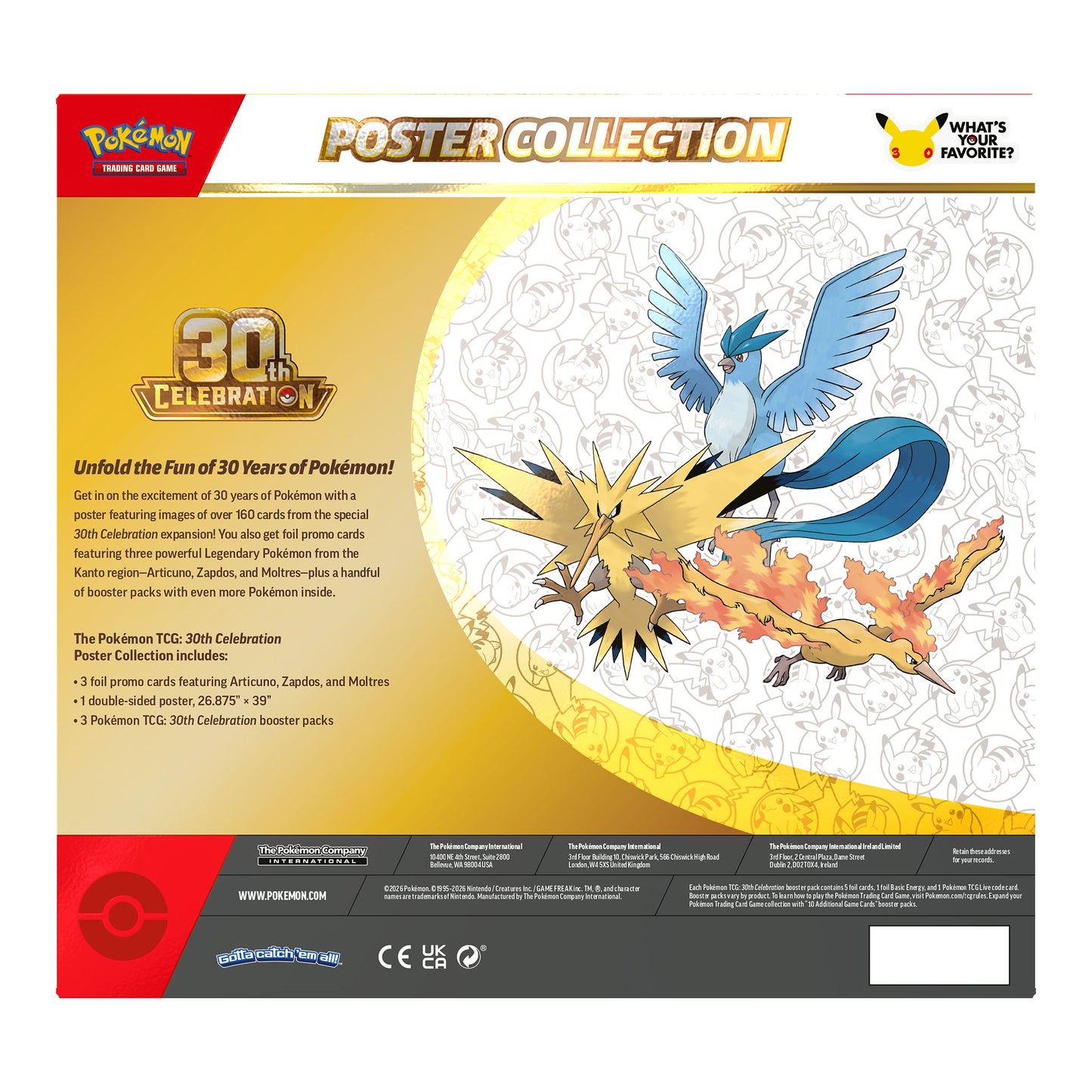Pokemon TCG: 30th Celebration Poster Collection & Toploader Bundle