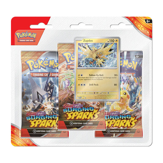 Pokemon TCG Scarlet & Violet Surging Sparks - 3 Pack Blister Zapdos